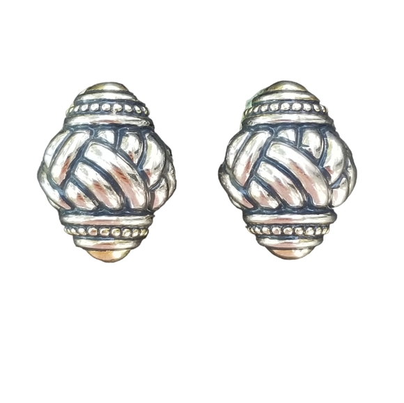 TJ HIGH END VINTAGE TWO TONED RENAISSANCE REVIVAL STYLE CLIP ON EARRINGS - Picture 3 of 5